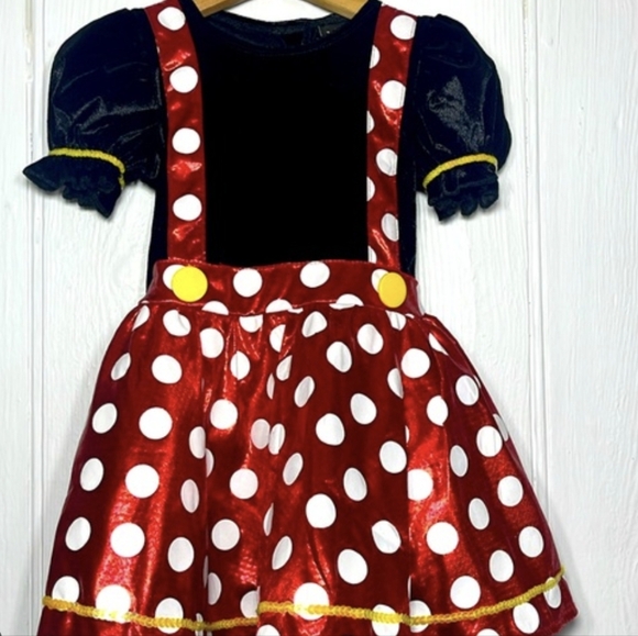 Disney Red Polka Dot Minnie Mouse Costume Dress Girls Medium Size 8/10 - Picture 10 of 17